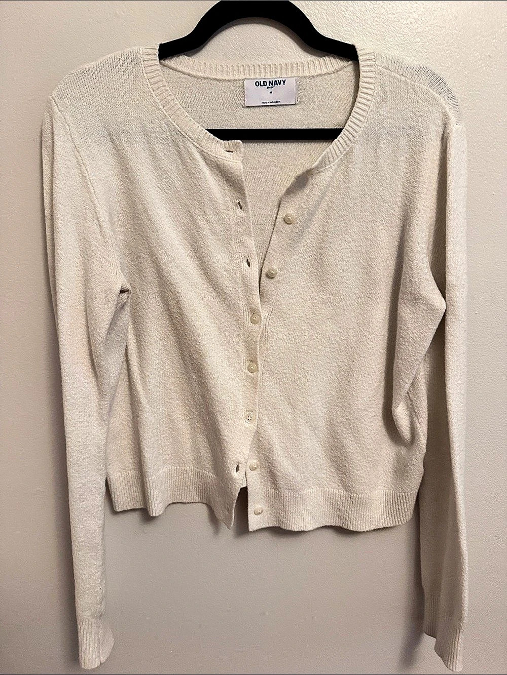 Old Navy SoSoft Cropped Crew-Neck Cardigan Cream Medium